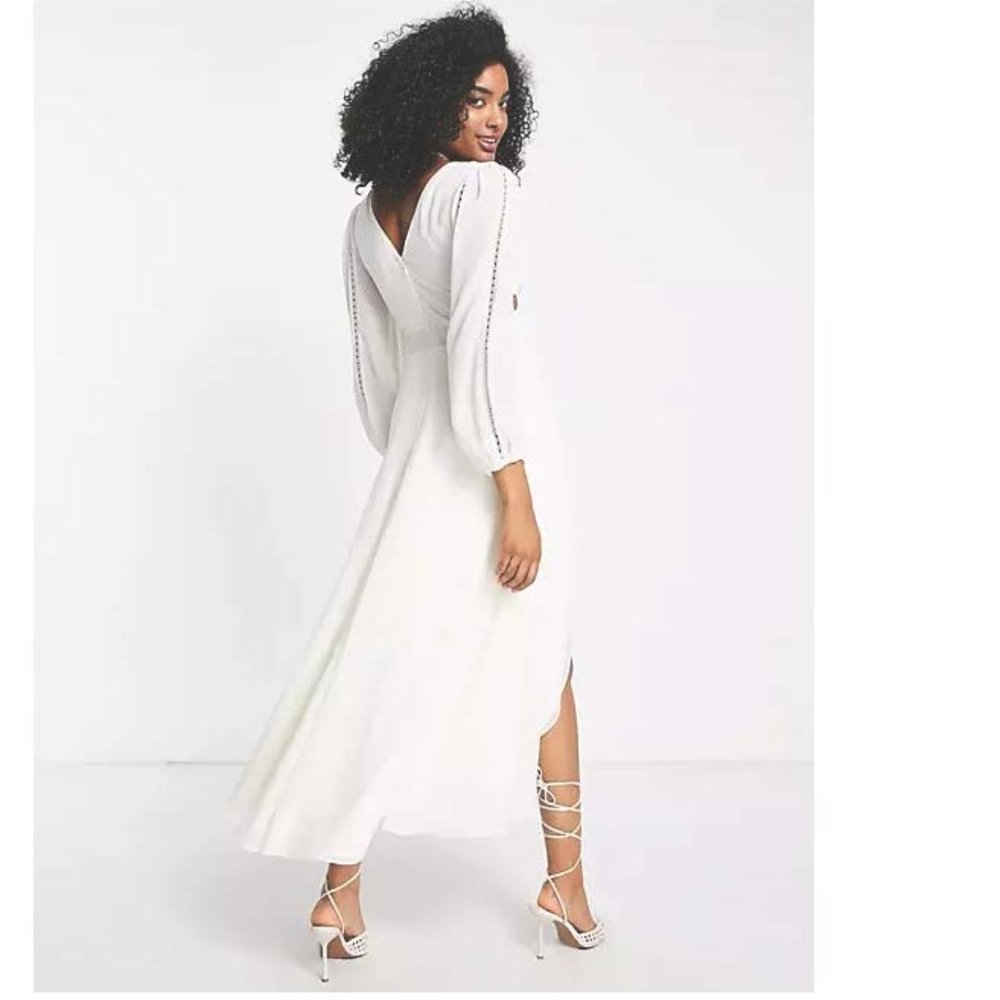 Ever New Bridal open back high low maxi dress with heart clasp in ivory